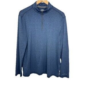 GH Bass & Co 1/4 Zip Long Sleeve Performance Shirt Blue Stretch Mens M Medium